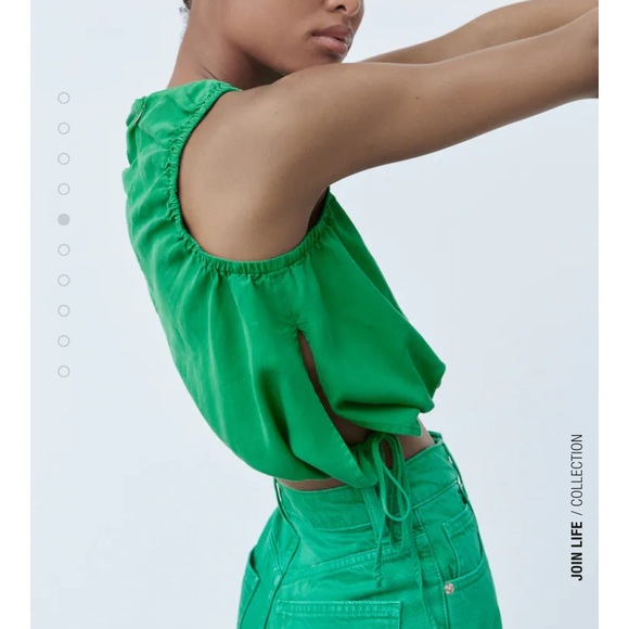 Zara | Tops | Zara Asymmetrical Crop Top Green 692923 | Poshmark